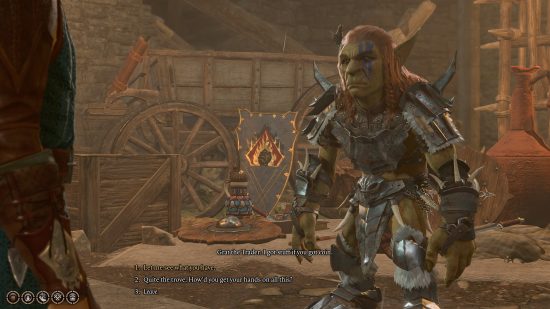 Baldur's Gate 3 dialogue with a goblin trader