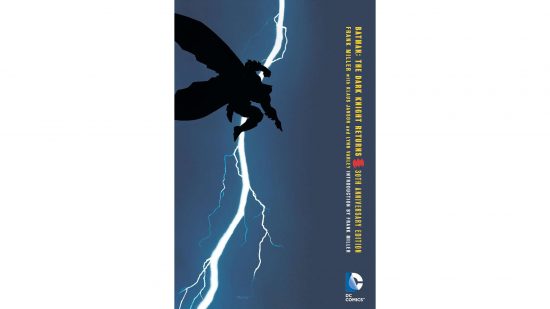The Best Batman Comics - the cover art for The Dark Knight Returns, Batman silhouetted against a lightning strike