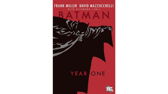 The Best Batman Comics - the cover art for Batman Year One, a figure in a black cloak against a red backdrop