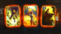 Three cards from Gwent, one of the best card games on PC