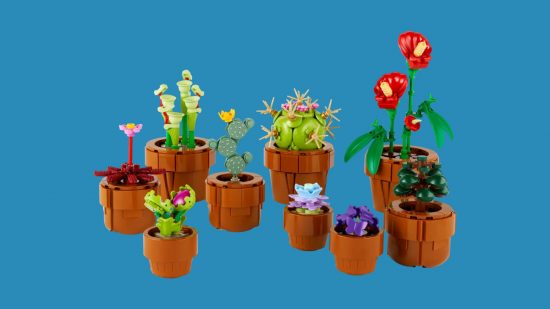 Best Lego flowers: Tiny Plants. Image shows various Lego potted plants.