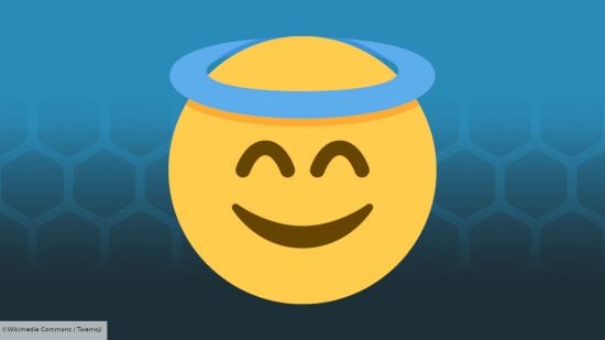 Best Truth or Dare questions guide - Wargamer image with a blue hex background, showing the Twemoji Halo face emoji