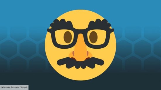 Best Truth or Dare questions guide - Wargamer image with a blue hex background, showing a groucho marx moustache face emoji