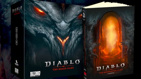 Diablo board game and tabletop RPG reveal - Blizzard and Glass Cannon Unplugged promotional image showing the cover art for the board game and TTRPG