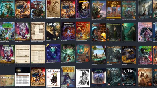 Image of book covers from Third-party DnD books Humble Bundle