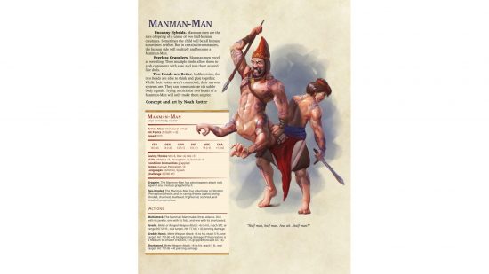 DnD monster - manman man stats and picture