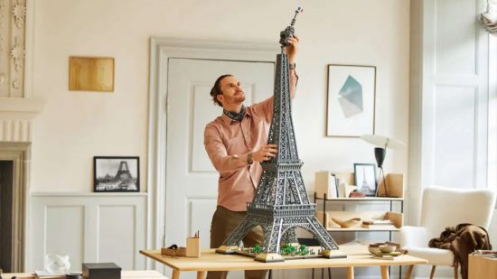 A man constructs one of the hardest Lego sets, a massive Lego Eiffel Tower