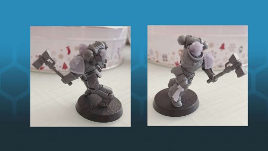 Hello Kitty Space Marines - WIP photographs of a Space Marine converted with 3D printed Hello Kitty themed parts