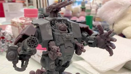Hello Kitty Space Marines - a Spaec Marine redemptor Dreadnought enhanced with Hello Kitty themed 3D printed parts