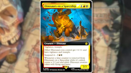MTG card, Dinosaurs in Space (image from Wizards of the Coast)