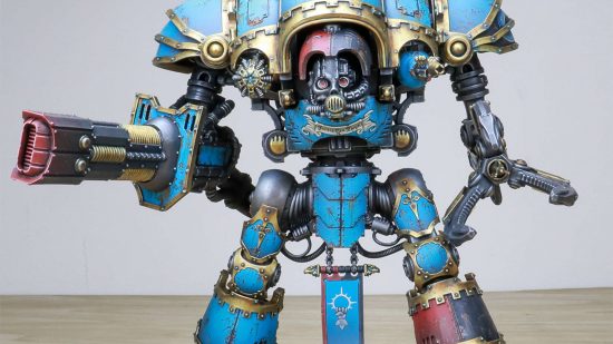 A model painted by pro Warhammer painting service Siege Studios - Mechanicus Knight Styrix