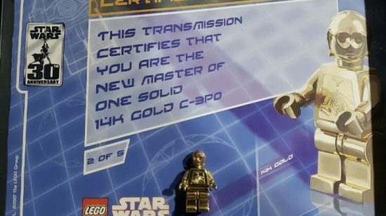 Rare Lego pieces - Solid gold C3PO minifigure with certificate of authenticity
