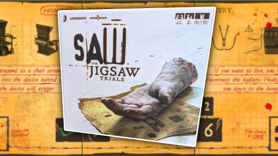 Saw board game box photo from Iconiq Studios