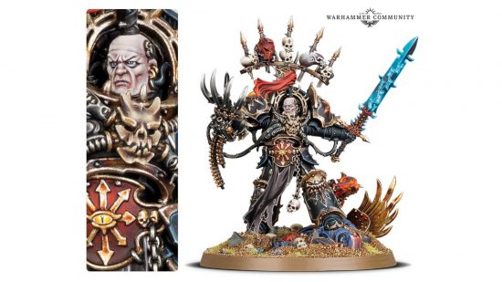 Warhammer 40k Abaddon the Despoiler - Games Workshop photo showing the new Abaddon model's frowning head option