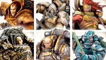 Warhammer 40k primarchs guide - zoomed in image showing profiles of six traitor primarchs in their forge world resin model form
