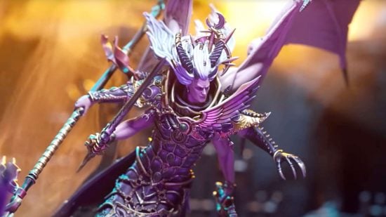 Warhammer 40k primarchs guide - Games workshop trailer screenshot showing the new plastic Fulgrim Transfigured daemon prince model
