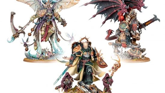 Warhammer 40k primarchs guide - Games Workshop image showing the new 40k models for Mortarion, Angron, and Lion El'Jonson