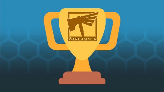 A trophy emoji with the Warhammer logo, representing a Warhammer 40k tournament prize