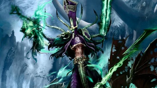 Warhammer Nagash guide - Games Workshop image showing Nagash destroying a Skaven of clan eshin with death magic, for tampering with his ritual