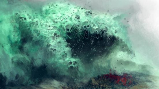 Warhammer Nagash guide - Games Workshop image showing a tidal wave of skulls in a Death magic endless spell