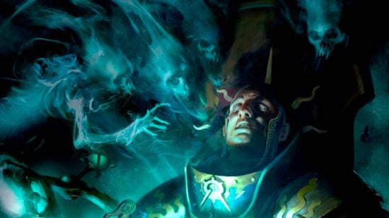 Warhammer Nagash guide - Games Workshop artwork showing a Stormcast Eternal wizard being haunted by the magical echoes of the impending necroquake