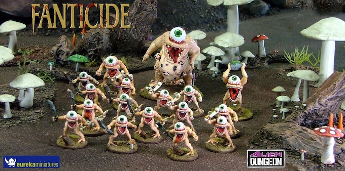 Models for The Creeps, cyclopean pink monsters, from Fanticide, a wargame weirder than Warhammer