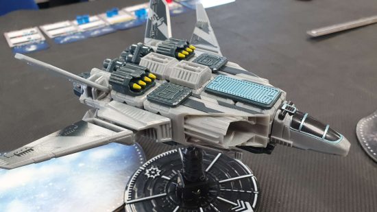A model spaceship built from a construction toy in the wargame Snap Ships Tactics, weirder than Warhammer