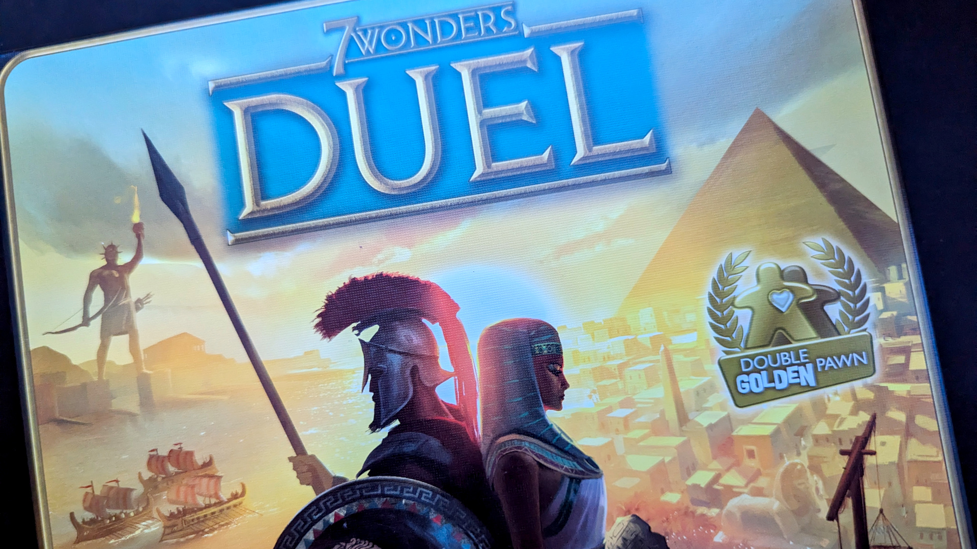 7 Wonders Duel review - author photo showing the game's front box art