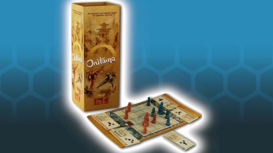 Best board games for couples guide - Onitama sales photo showing the box and board