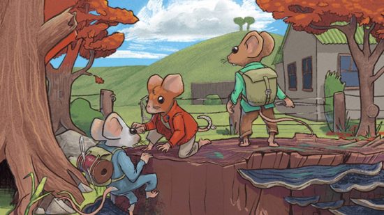 Best holiday themed tabletop RPGs guide - publisher artwork from the RPG Mausritter, showing several mousey characters adventuring