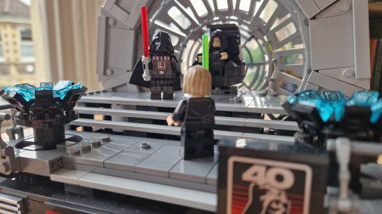 Best Star Wars Lego sets guide - Emperor's Throne Room Diorama - author's photo showing Luke Skywalker climbing the stairs to duel with Darth Vader