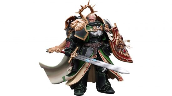 Best Warhammer 40k action figures guide - sales photo showing the JoyToy Primarch Lion El'Jonson action figure with the Emperor's Shield and the sword Fealty