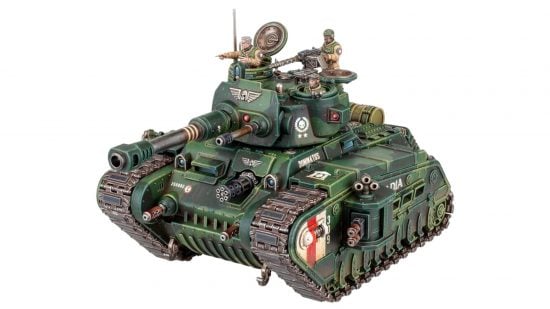 Best Warhammer 40k tanks guide - Games Workshop sales photo showing a painted Rogal Dorn battle tank model
