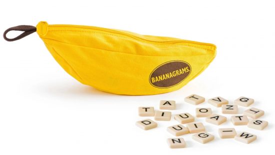 best word board games Bananagrams case and tiles