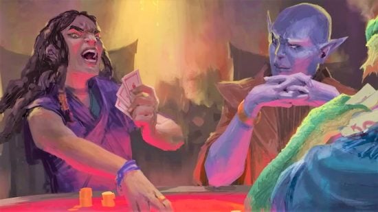 Wizards of the Coast art of a Gambler, one of the DnD backgrounds 5e