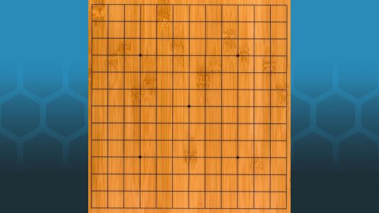 How to play Go rules - photo of a wooden Go board on a blue background