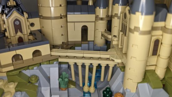 Lego Hogwarts Castle & Grounds review image showing the wonky bridge.