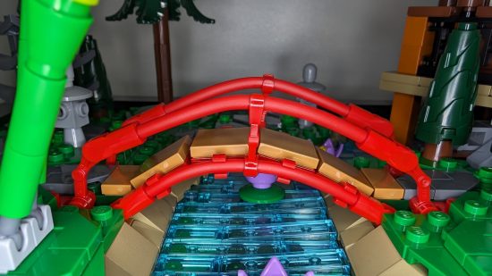 A close-up of the bridge in the Lego Tranquil Garden set