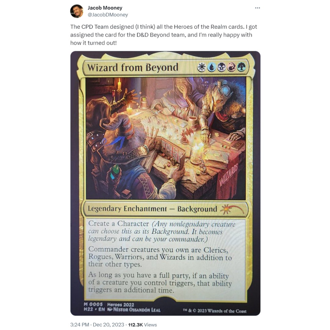 MTG card Wizard from Beyond tweet by Jacob Mooney