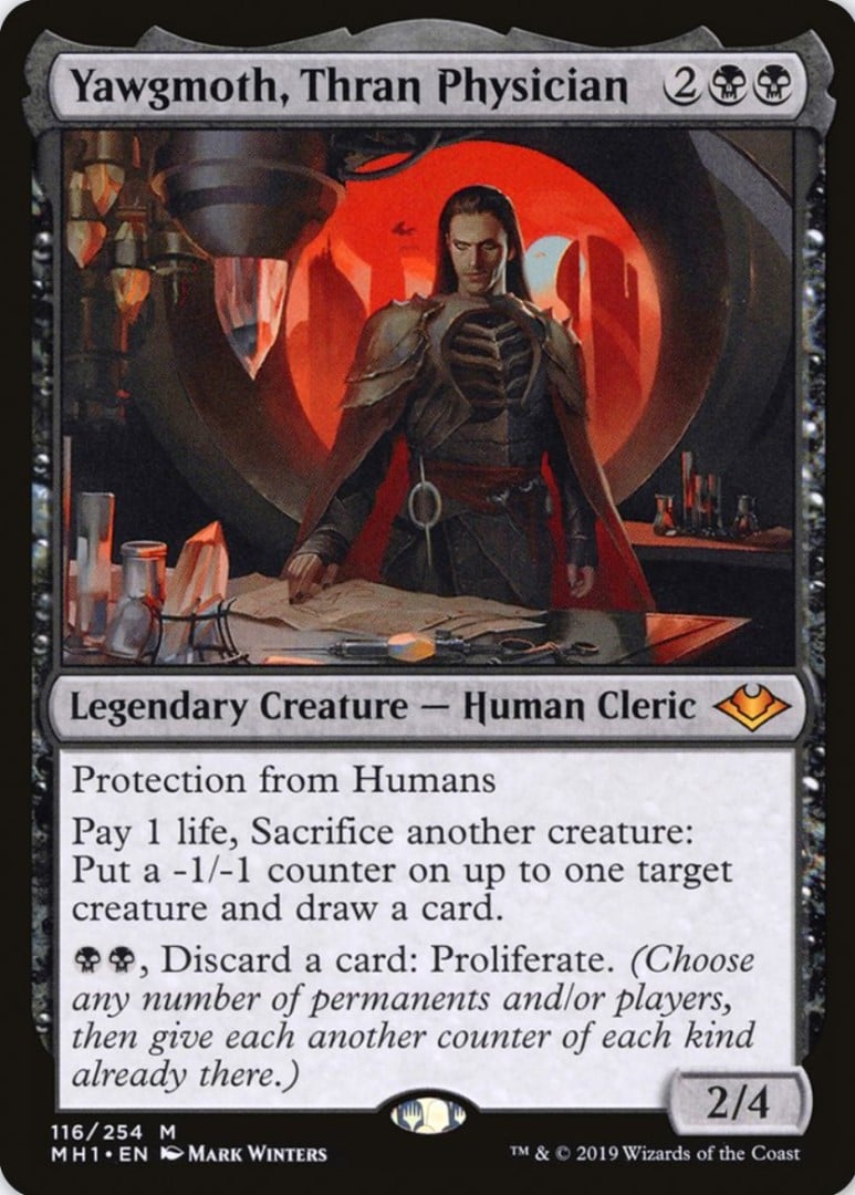 MTG proliferate card, Yawgmoth, Thran Physician (image by Wizards of the Coast)