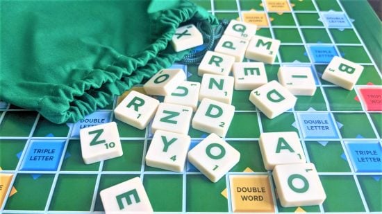 Scrabble rules - photo of tiles spilling out of a Scrabble bag