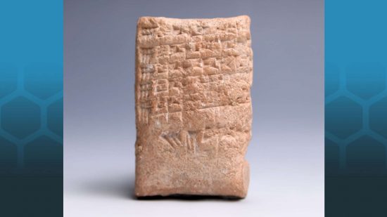 Wargamer April Fools stories - Wargamer image showing an ancient clay tablet inscribed with akkadian cuneiform writing