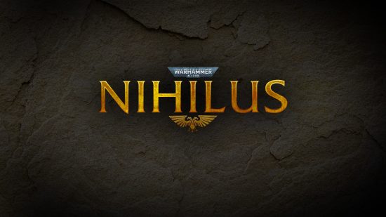 Wargamer April Fools stories - Wargamer image showing a false logo for the made up videogame Warhammer 40k Nihilus, which we pretended was in the works by FromSoftware, GW, and Henry Cavill