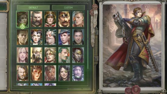 Warhammer 40k Rogue Trader review - author screenshot showing the game's character creator and portraits