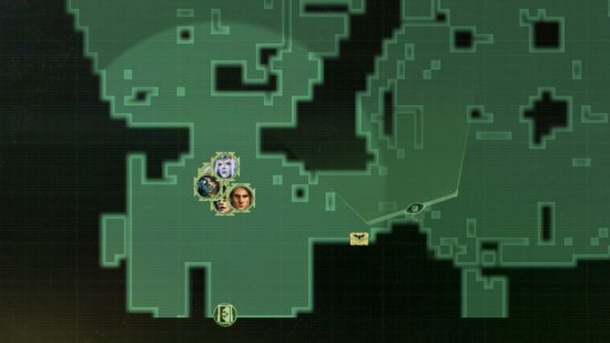Warhammer 40k Rogue Trader review - author screenshot showing a part of an area map with character and loot icons