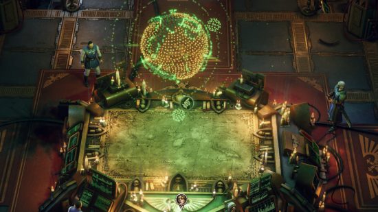 Warhammer 40k Rogue Trader review - author screenshot showing the voidship star map table