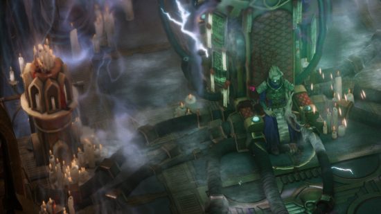 Warhammer 40k Rogue Trader review - author screenshot showing a navigator in the prologue of the game
