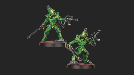 Warhammer 40k Striking Scorpions Kill Team Salvation release date - Games Workshop image showing the new Striking Scorpions models fully painted