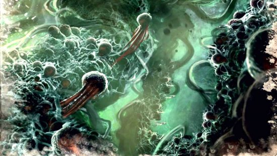 Call of Cthulhu abstract art showing spores with fronts or tentacles