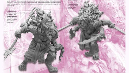 Warhammer-like wargame Conquest Sorcerer Kings Rakshasa - huge daemons, each with four arms, and back-jointed feet like tigers